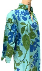 Vintage Women’s LS Flower + Leaf Print “Caftan-like” Maxi Dress – Sz L/XL