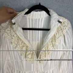 Vintage Dress 70s Gunne Sax Style Edwardian White Lace Cream High Neck Prairie S