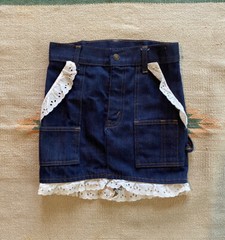 Vintage 70s Levi’s Orange Tab Talon Zip Kids Lace Custom Denim Skirt 24×12.5
