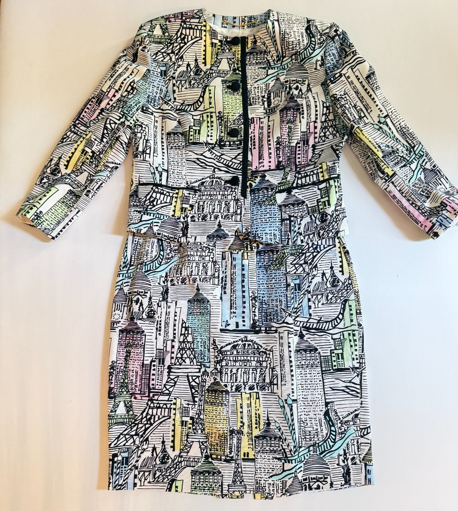 Vintage Louis Feraud “City Scene” Skirt Suit SZ 14 Germany