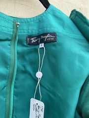 Vintage 80s Thierry Mugler Paris Iridescent Dress Puff Sleeve Archival Green