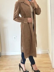 Vintage 70s Faux Suede Button Front Belted Jacket/Dress Sz S/M
