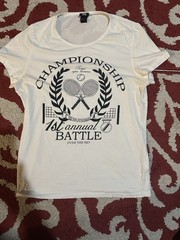Vintage Tennis Tee Shirt Small White Navy S H&M