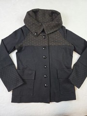 Joseph Ribkoff Art Deco Artsy Jersey Knit Button-Up Jacket Pockets Size 8