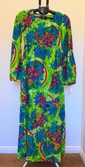 Vintage Pomare Tahiti NWT Hawaiian Tropical Rainbow Floral Maxi Dress Size 8