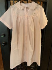 Vintage Sears Roebuck Pale Pink House Coat Robe Embroidery Lace Size 36-38