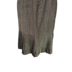 Vintage Gold Dress Pleated Hem Metallic Lurex Handmade Size Small