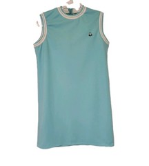 VTG 60s 70s Queen Casuals Sleeveless Light Blue Polyester Tennis Dress Sz M