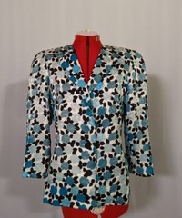 Carolina Herrera for Elizabeth Arden Blue Rose Satin Jacket Blazer Vintage 80s