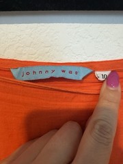 Johnny Was Vintage 90s Y2K Orange Embroidered Trim Cotton Pleated Skirt Sz 10