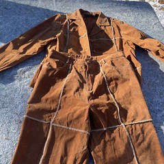 Selene Sport, Brown, Women’s 2-Piece, 100% Leather, Pantsuit, Large Pants XL Top