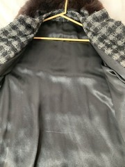 vintage 50s/60s long heavy coat, faux fur collar, no size tag see measurements