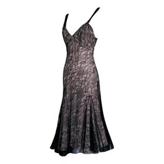 John Galliano Vintage 2010 Archival Beautiful Lace Dress Powder Blush Black IT42