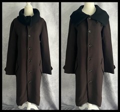 Vintage 1990s Yohji Yamamoto Y’S Brown Crepe Wool Avant Garde Minimalist Coat M