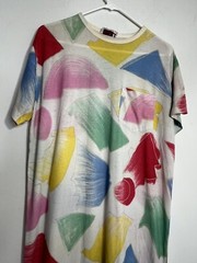 CLOVIS RUFFIN Saks 5th Ave 70s Art Sketch Print Shirt Dress VTG Stranger Things