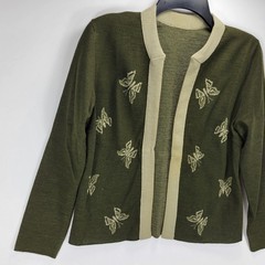 Moderno Knits Vintage 60s 70s Wool Butterfly Cardigan Shirt Skirt Set Womens 13