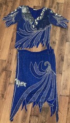 VTG 80’S MAHARAJ BY COTTON CANDY BEADED SEQUIN EVENING COCKTAIL OUTFIT Medium