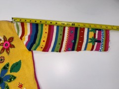 Vintage ARRIVISTE Funky Sweater Ramie Cotton Blend Colorful Embroidery Gems Sz M