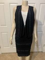 VTG Howard Wolf Black Velvet Vest Skirt Suit Set Size 6-10 Part NWT. Fits Small