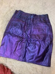 Vintage Palmer E Palmer Australia Teal Purple Holo Painted Skirt 80s 90s Sz 10
