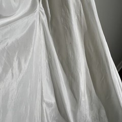Vintage 1960s MCM White Pearl Beaded Classic Wedding Dress Bustle Bridal XXS