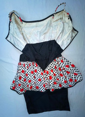 VTG 80S 90S WOMENS POLKA DOT LOUD RETRO NEW WAVE WIGGLE DRESS
