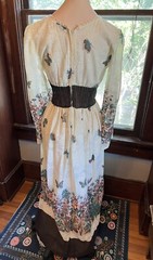Vtg 60/70 Prairie Bohemian Semi Sheer Lace Gunne Sax Style Flare Sleeves Dress S