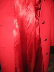 Vtg Princess Diana Dupe LESLIE FAY Red Long Flared Swing Wool Overcoat Trench M