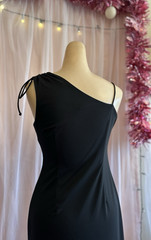 Vintage Y2K One Shoulder Midi Dress Black Blue Fairy Asymmetric Minimalist XS/S