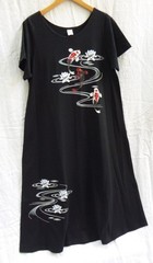 Hand painted dress Koi Fish water lily design one med Vintage 90’s