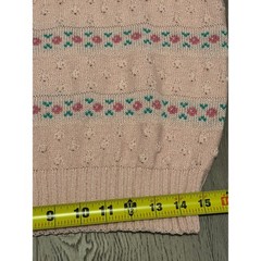 Billie Jo Vtg Pink Floral Knit Sweater Short Sleeve Pointelle Grannycore US Made