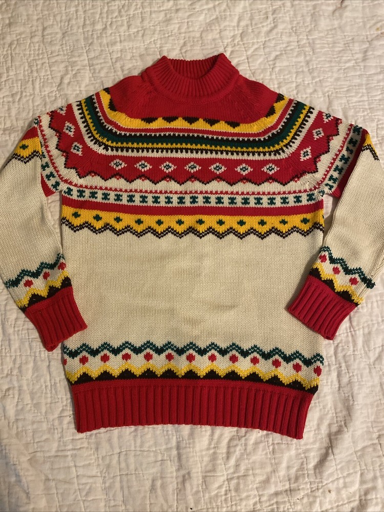 Vintage 100% Acrylic Fiber Women’s Size Medium Pullover W/ Zipper Sweater