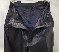H2 Vintage Black Genuine Fine Leather Pants 30X 28 Pleated – Satin Lining