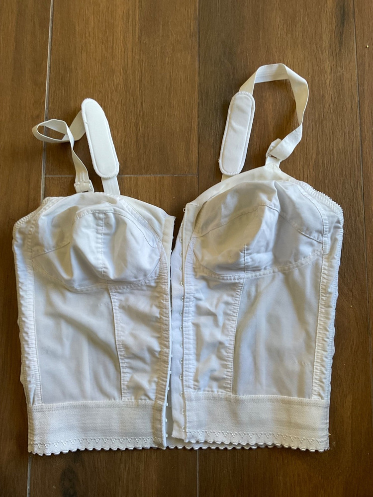 VTG Long Line Bra Corset Bustier Cincher Shaper 36C Pin Up Lingerie