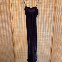 Betsy & Adam Vintage Iridescent Purple Shimmer Gown Maxi Dress 10P Cowl Neck