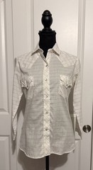 Vintage Women’s Karman Plaid Western Pearl Snap 3/4 Sleeve Shirt