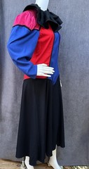 Vtg Dress Colorblock 80s Puff Sleeve Circus Theme ClownCore S/M