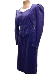 70a Purple Cotton Velvet Skirt Suit by Jane Schaffhausen Belle France S