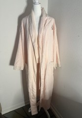 Vintage Liz Claiborne Pink Terry Cloth Maxi Robe Large Embroidered Grandmacore L