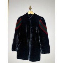 vintage faux fur coat black plush stripe sleeve glam luxury statement