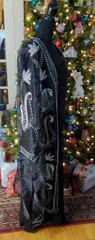 Vintage 80s Tan Chho Black Beaded Sequin Duster Dress 4 Piece Set, Women’s 2X