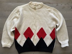 Vintage Pure Wool Made In Italy Argyle Sweater Size S Measurements