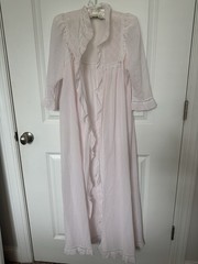 Fantham & Maron London Pink Lace Trim Long Sleeve Nightgown Sz42 Made in Denmark