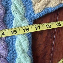 Handmade Pastel Rainbow Chunky Cable Knit Sweater Small Blue Striped Boatneck
