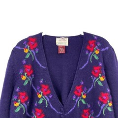 Vintage Susan Bristol wool hand embroidered cardigan sweater Size L grandmacore