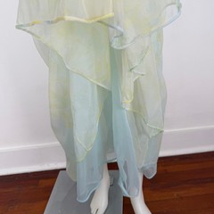VTG Miss Elaine Sheer Chiffon Mint Green Floral Empire Maxi Nightgown V-Neck