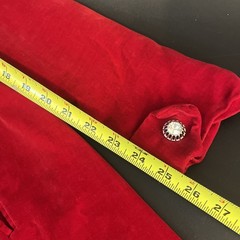 Vtg 1950s Red Crushed Velvet Long Jacket Pin Up Small/6 Wide Collar Over Coat