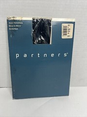 Vintage Partners Sheer To Waist Pantyhose Sandalfoot Size B Black New USA