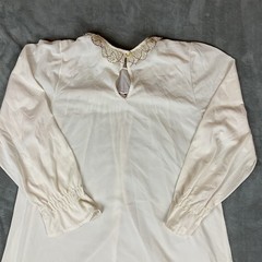 Vintage Deena Nightgown House Dress Lace Detail Sheer Long Sleeve Medium 60s 70s