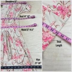 Vintage 1970s Ivory & Pink Floral Print Flutter Sleeve Maxi Dress | 27″ Waist